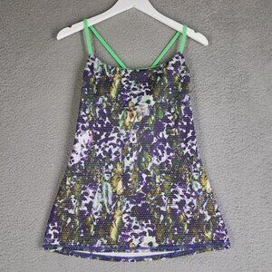 Lululemon Tank Top Women's 8 Workout Active Floral Gym Running Strappy Back